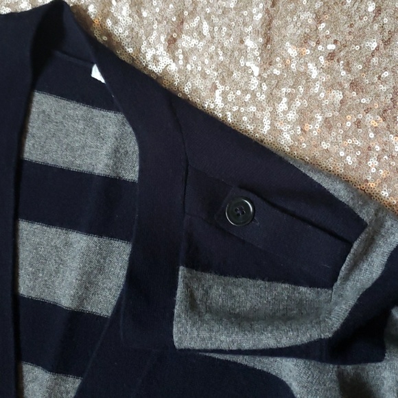 VINCE 100% Cashmere Striped Rugby Cardigan - Picture 4 of 5